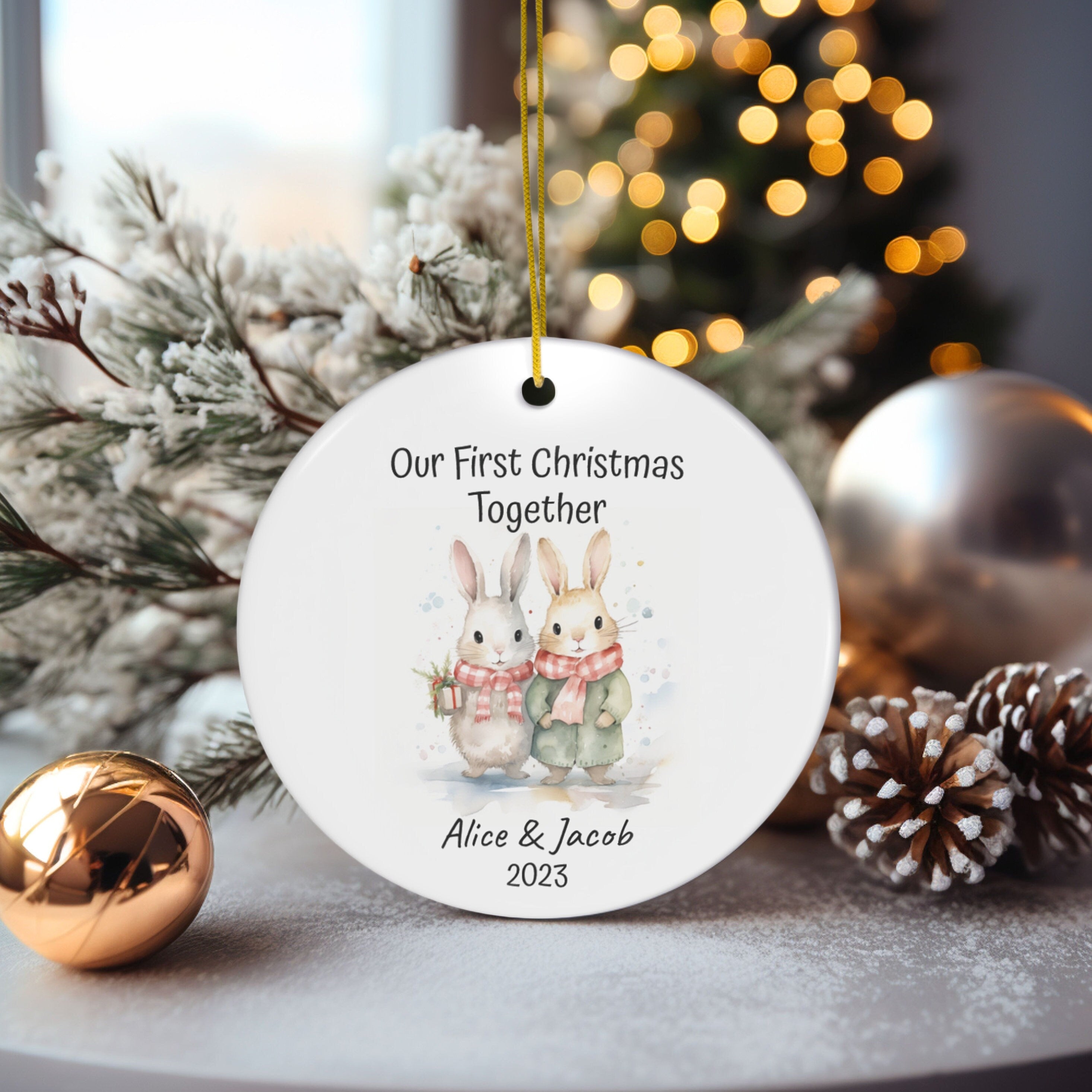 Personalized Our First Christmas Rabbit Couple Ornament