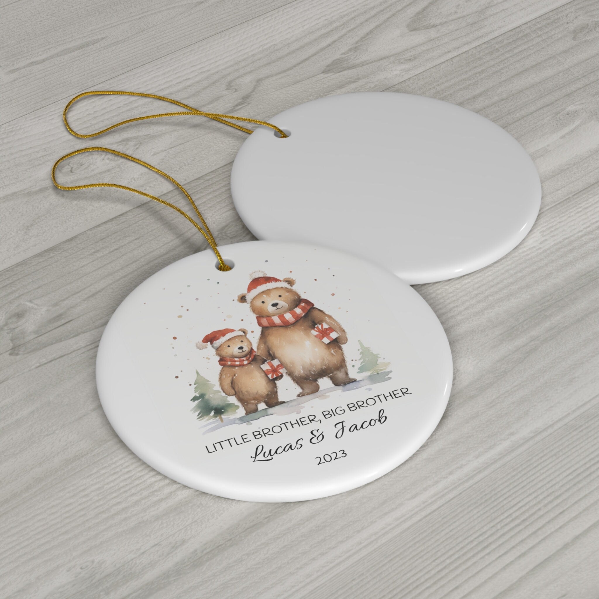 Personalized Big Brother Little Brother Bears Ornament