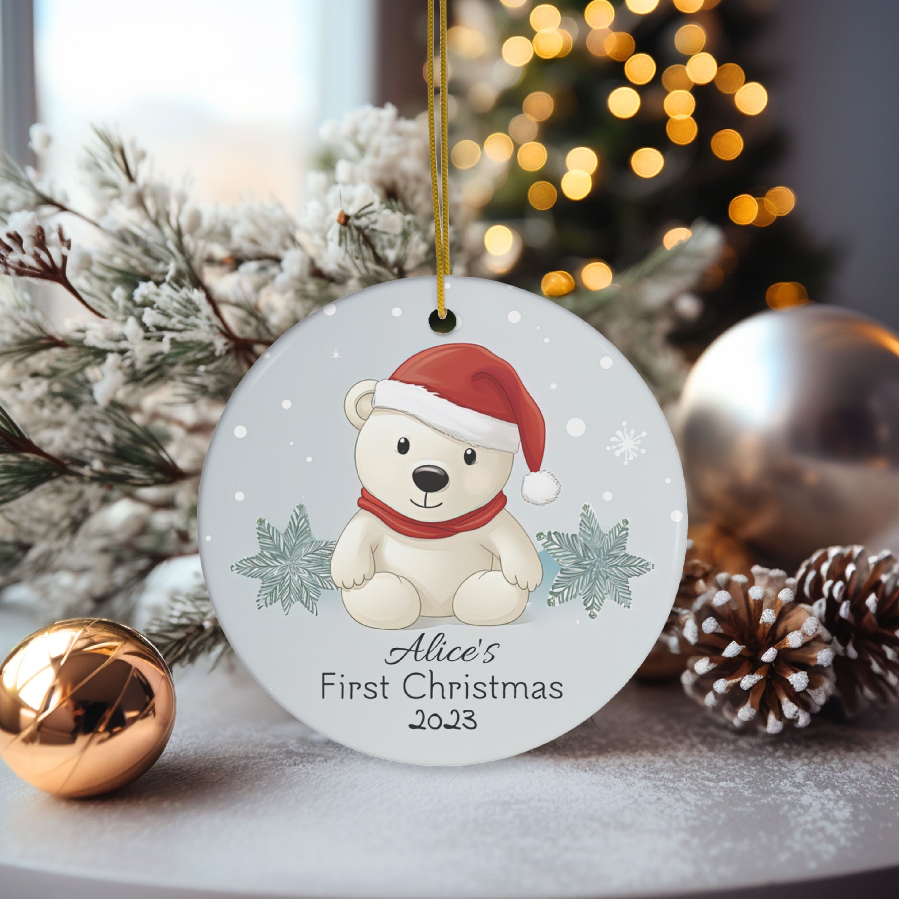 Personalized Child's First Christmas Bear Ornament