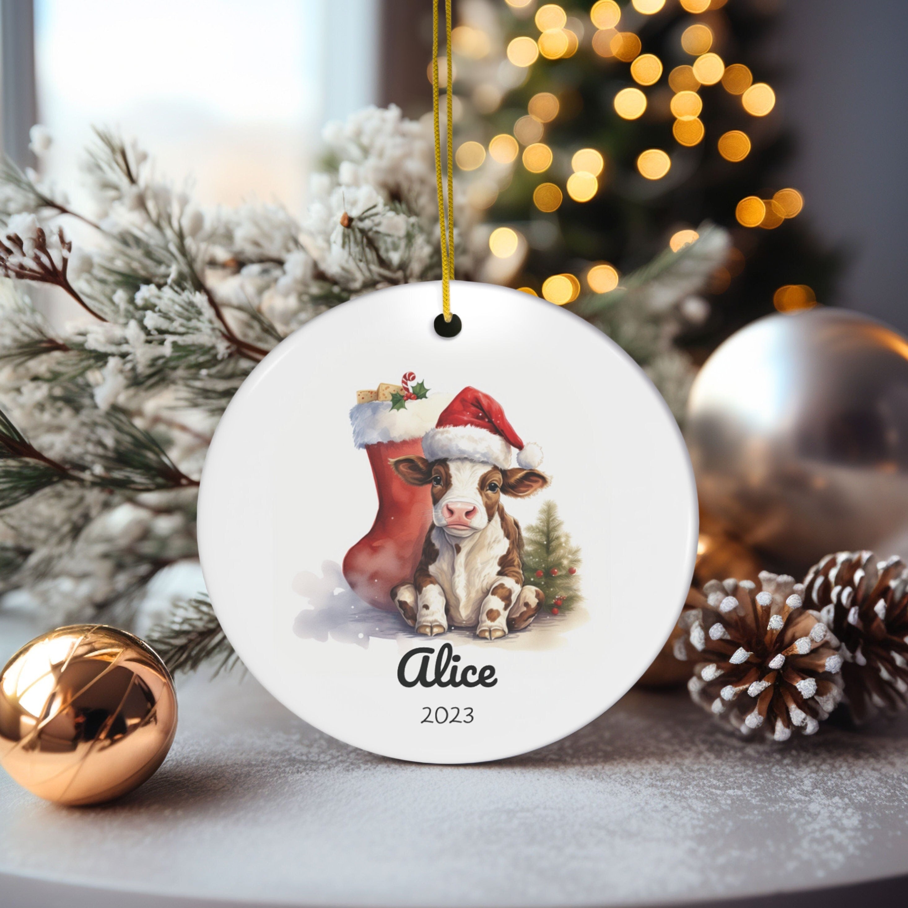 Personalized Farm Cow Ornament