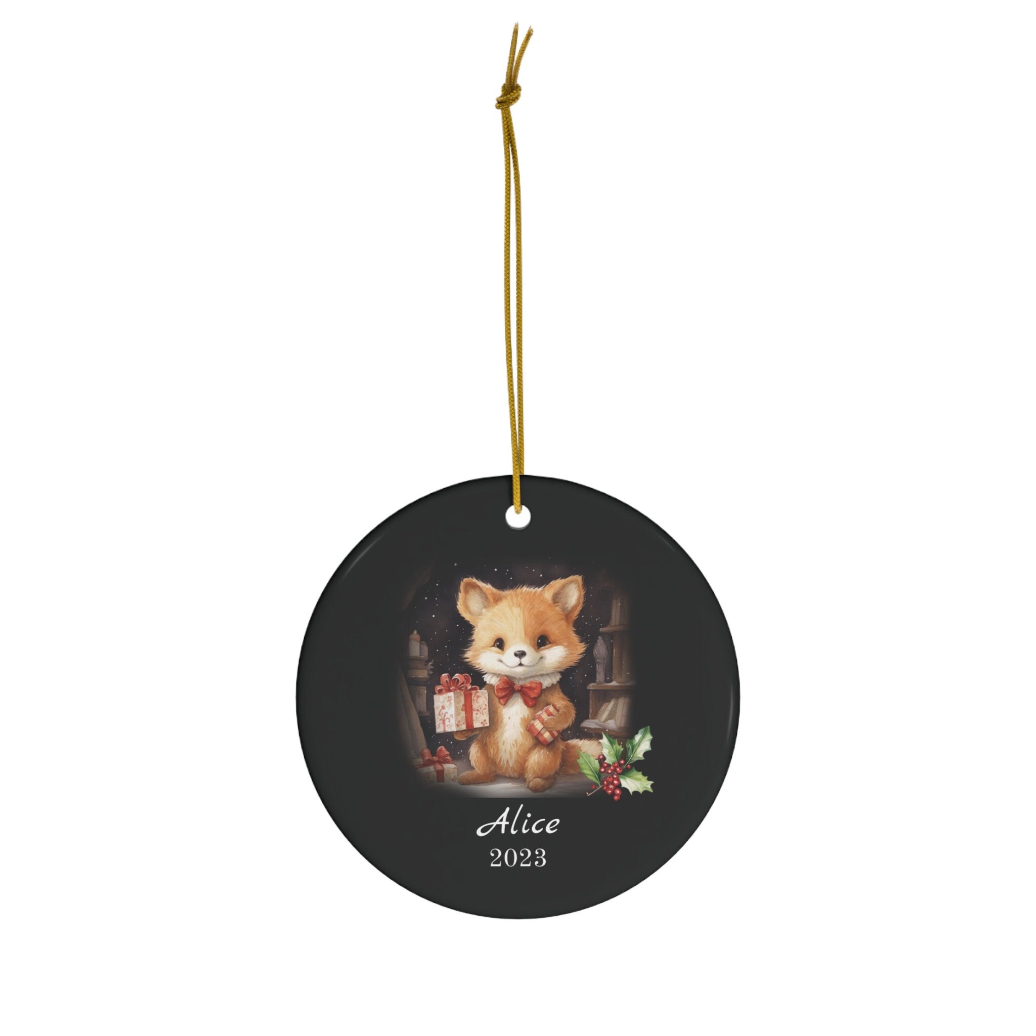 Personalized Child's First Christmas Fox Ornament