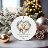 Personalized First Christmas Married Reindeers Ornament