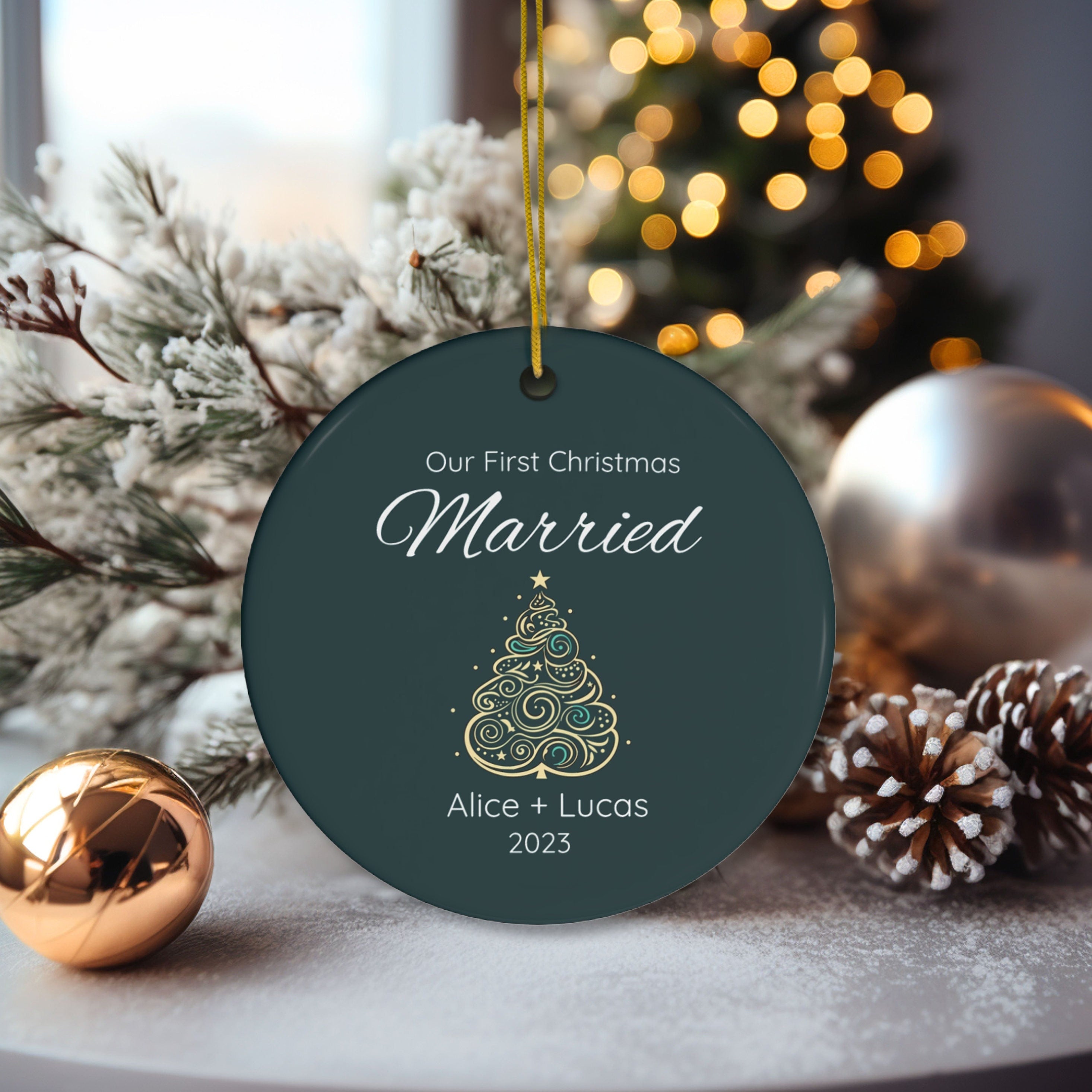 Personalized First Christmas Married Christmas Tree Ornament
