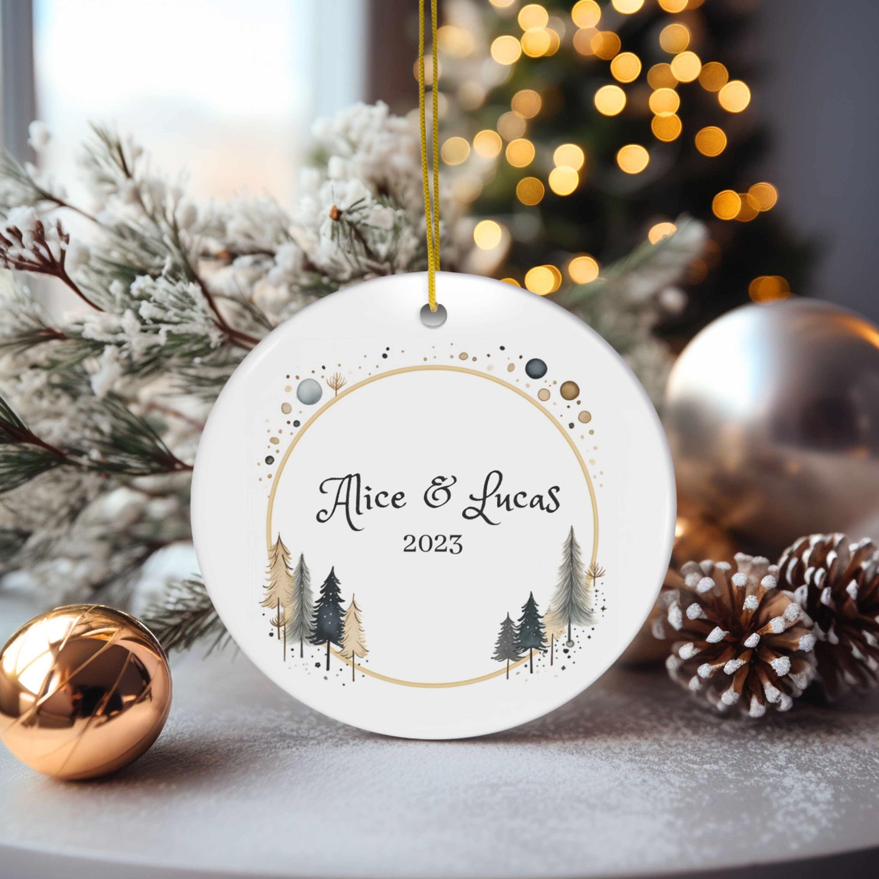 Personalized Modern Christmas Tree Ornament