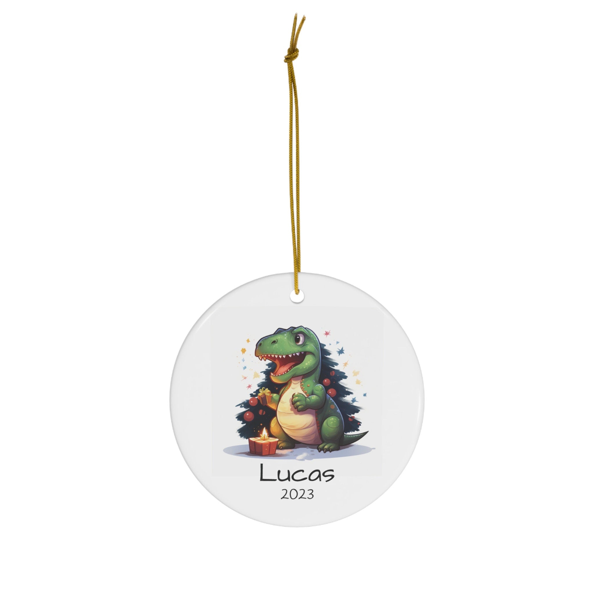 Personalized Child's First Christmas T-Rex Dinosaur Ornament
