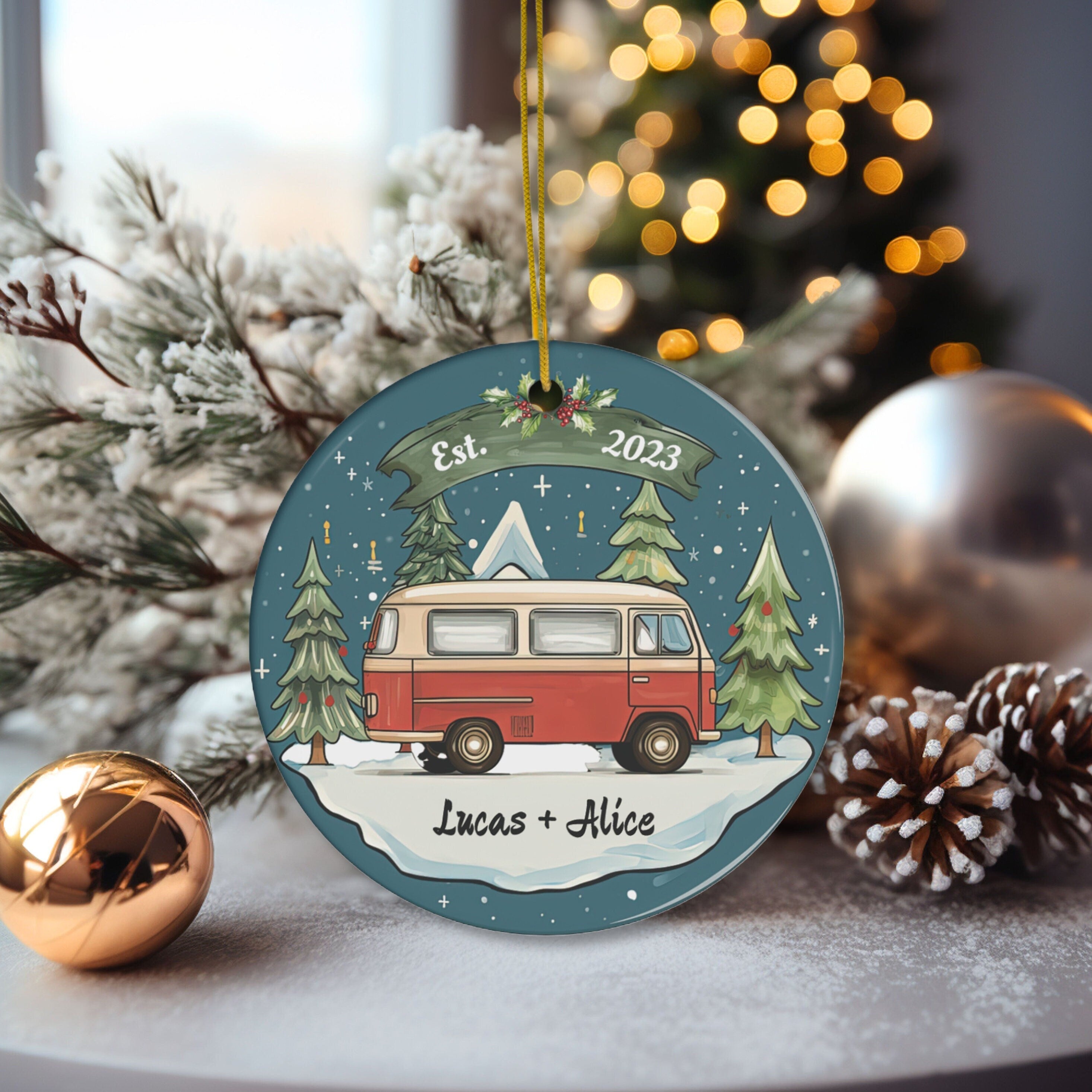 Personalized RV Van, Camping & Adventure Ornament