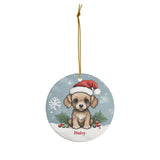 Personalized Cute Dog in a Santa Hat Ornament