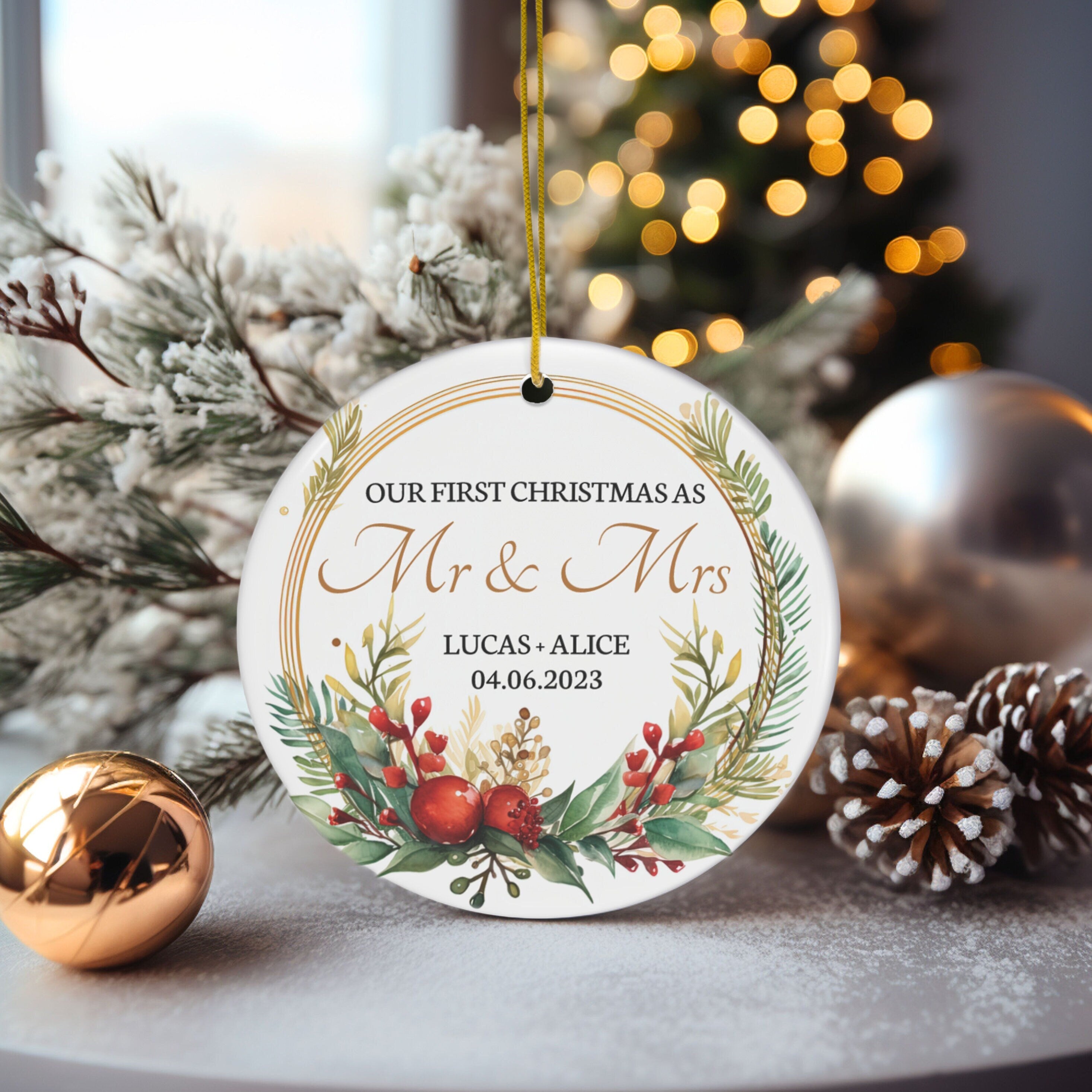 Personalized Mr & Mrs First Christmas Married Ornament