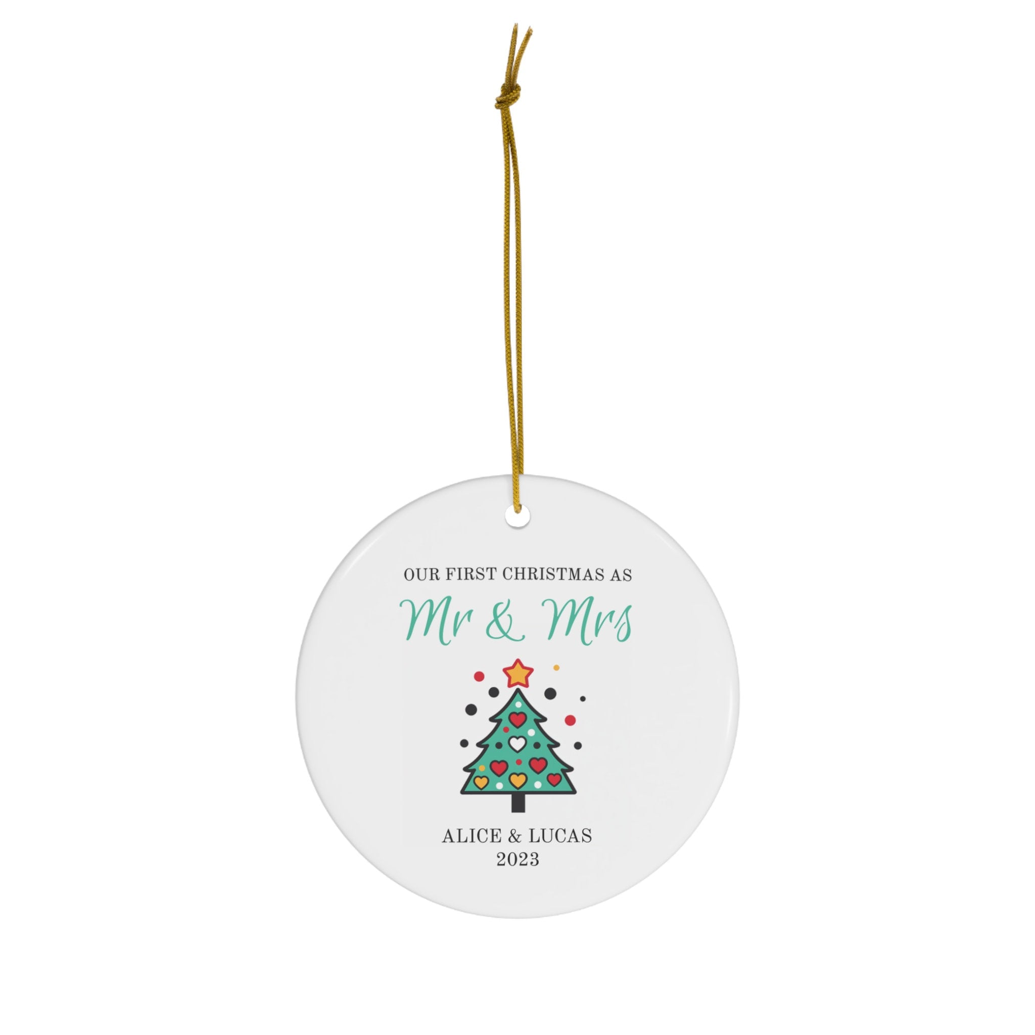 Personalized Cute Mr & Mrs First Christmas Married Ornament