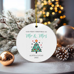 Personalized Cute Mr & Mrs First Christmas Married Ornament