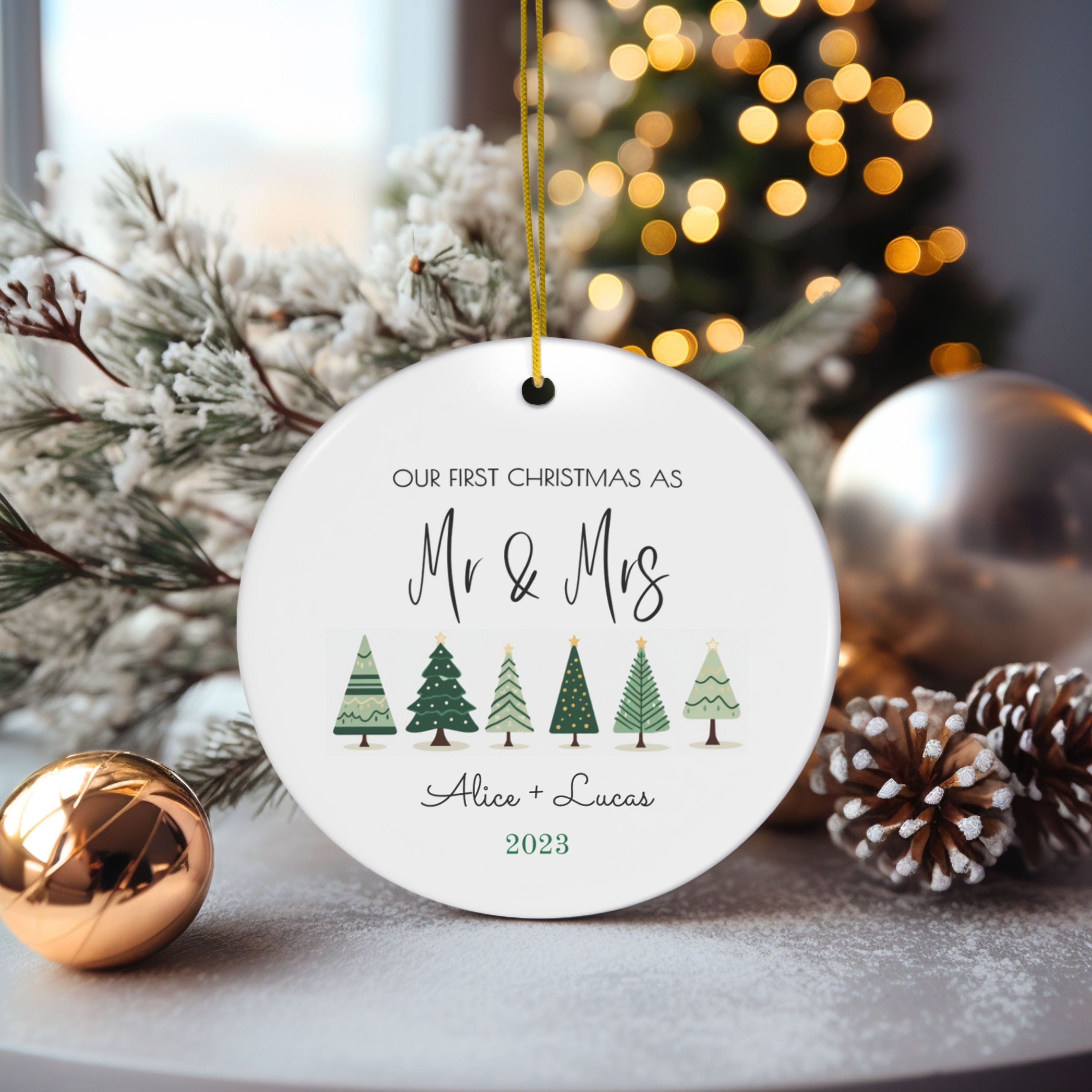 Personalized Mr & Mrs First Christmas Married Ornament