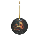 Personalized Child's First Christmas Girl & Dog Ornament