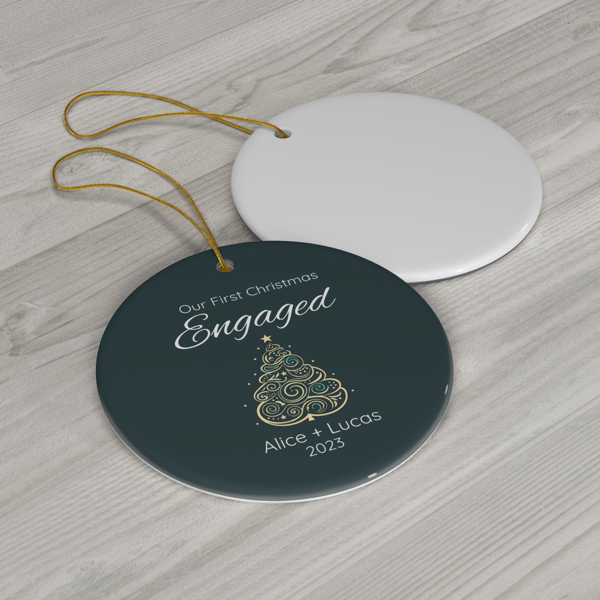 Personalized First Christmas Engaged Christmas Tree Ornament