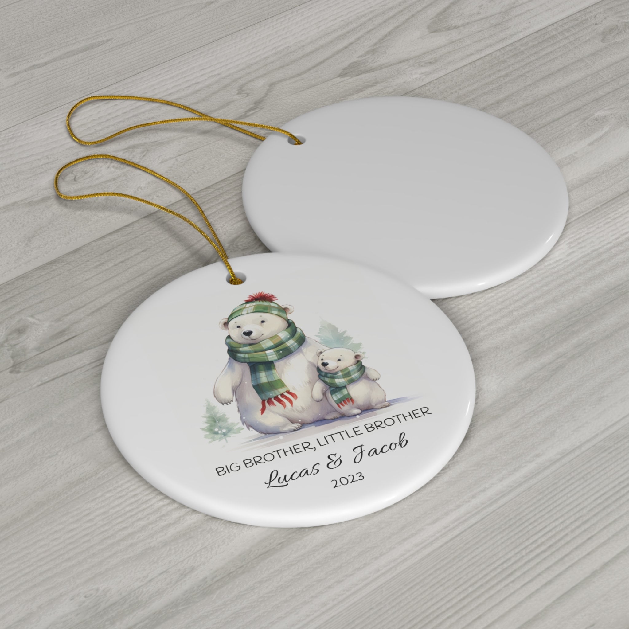 Personalized Big Brother Little Brother Polar Bear Ornament