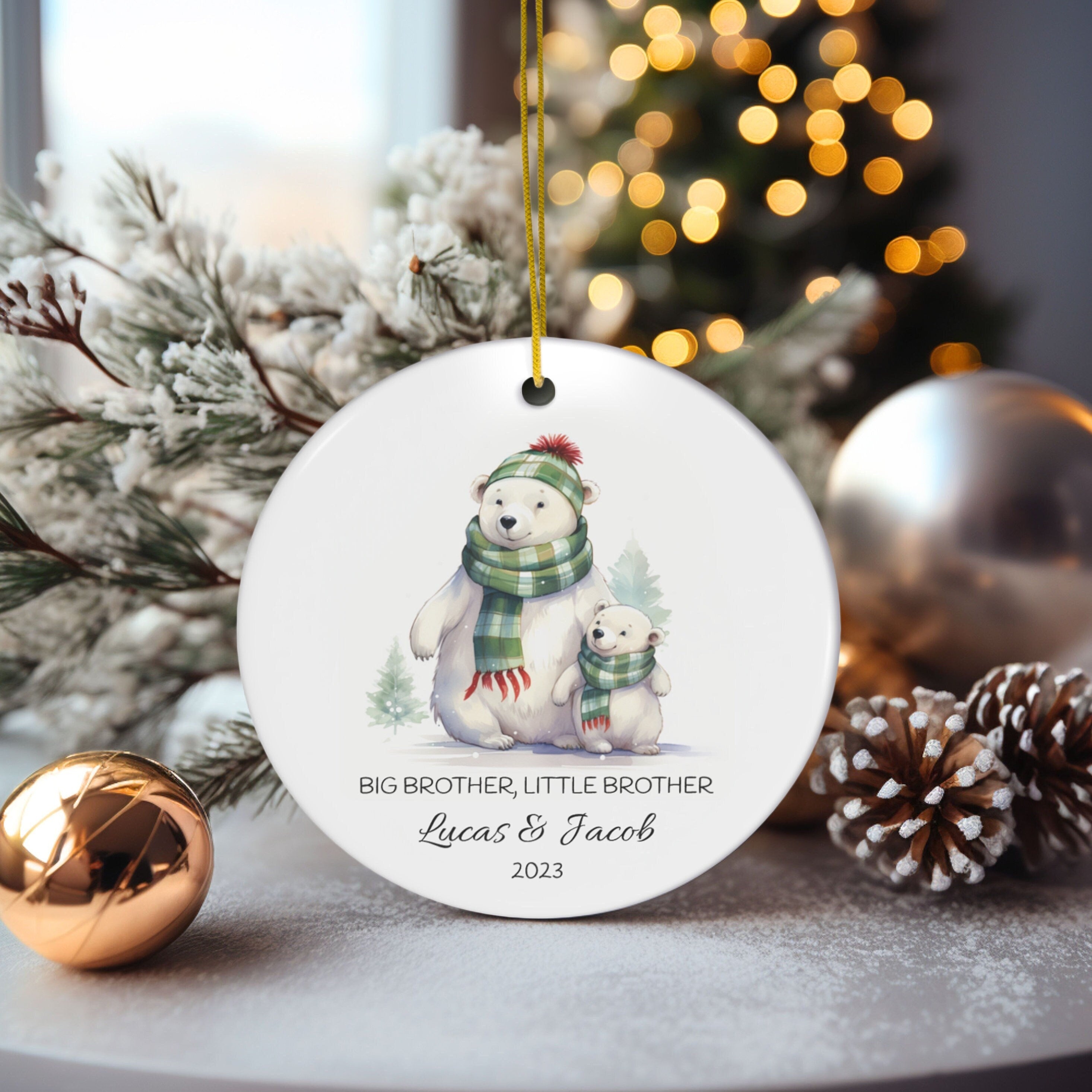 Personalized Big Brother Little Brother Polar Bear Ornament