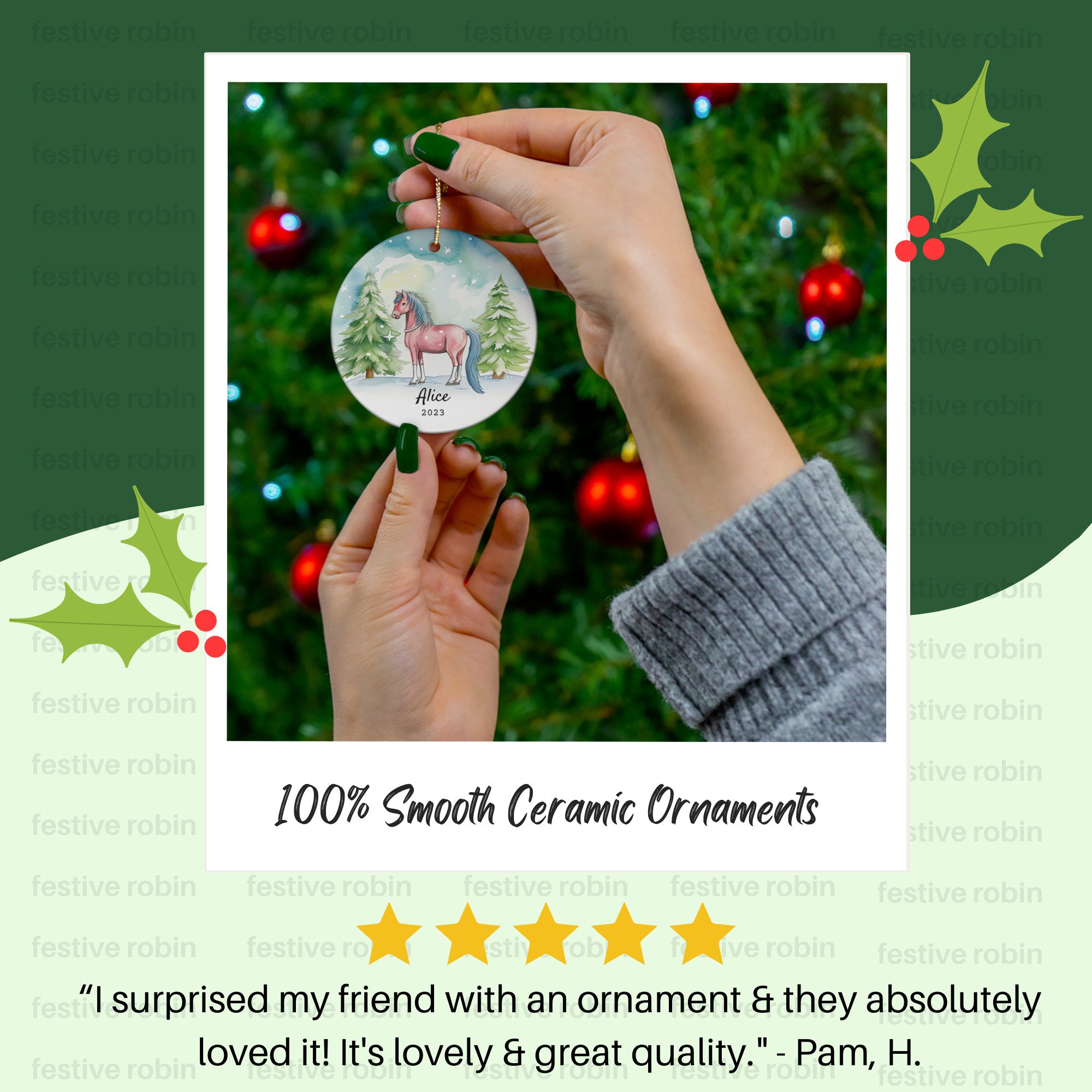 Personalized Custom Name Horse Ornament