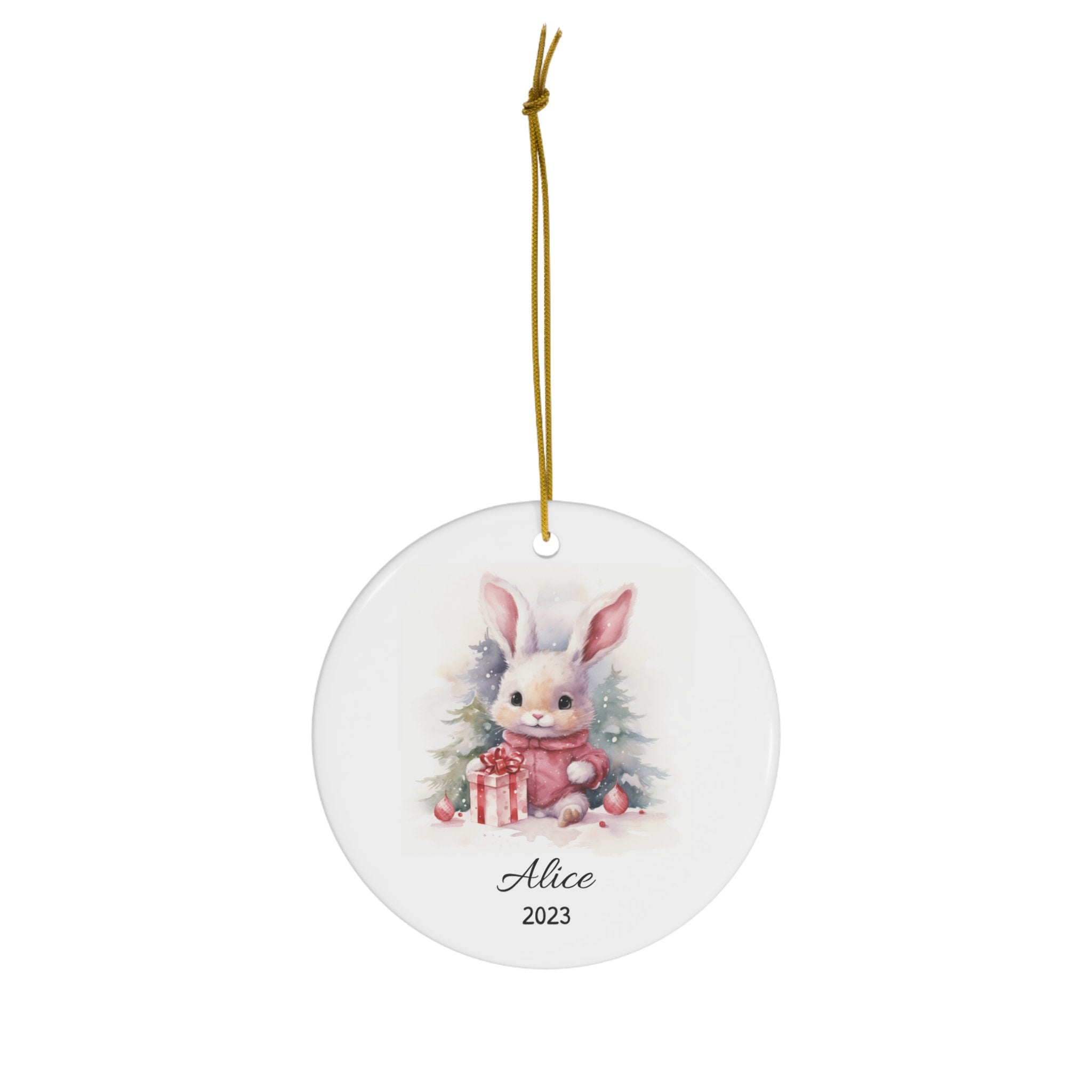 Personalized Child's First Christmas Rabbit Ornament