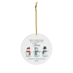 Personalized Family Of Three Family Snowman Ornament