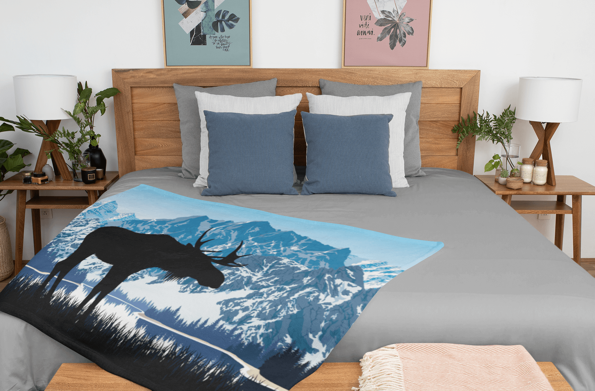 Moose & Mountains Throw Blanket