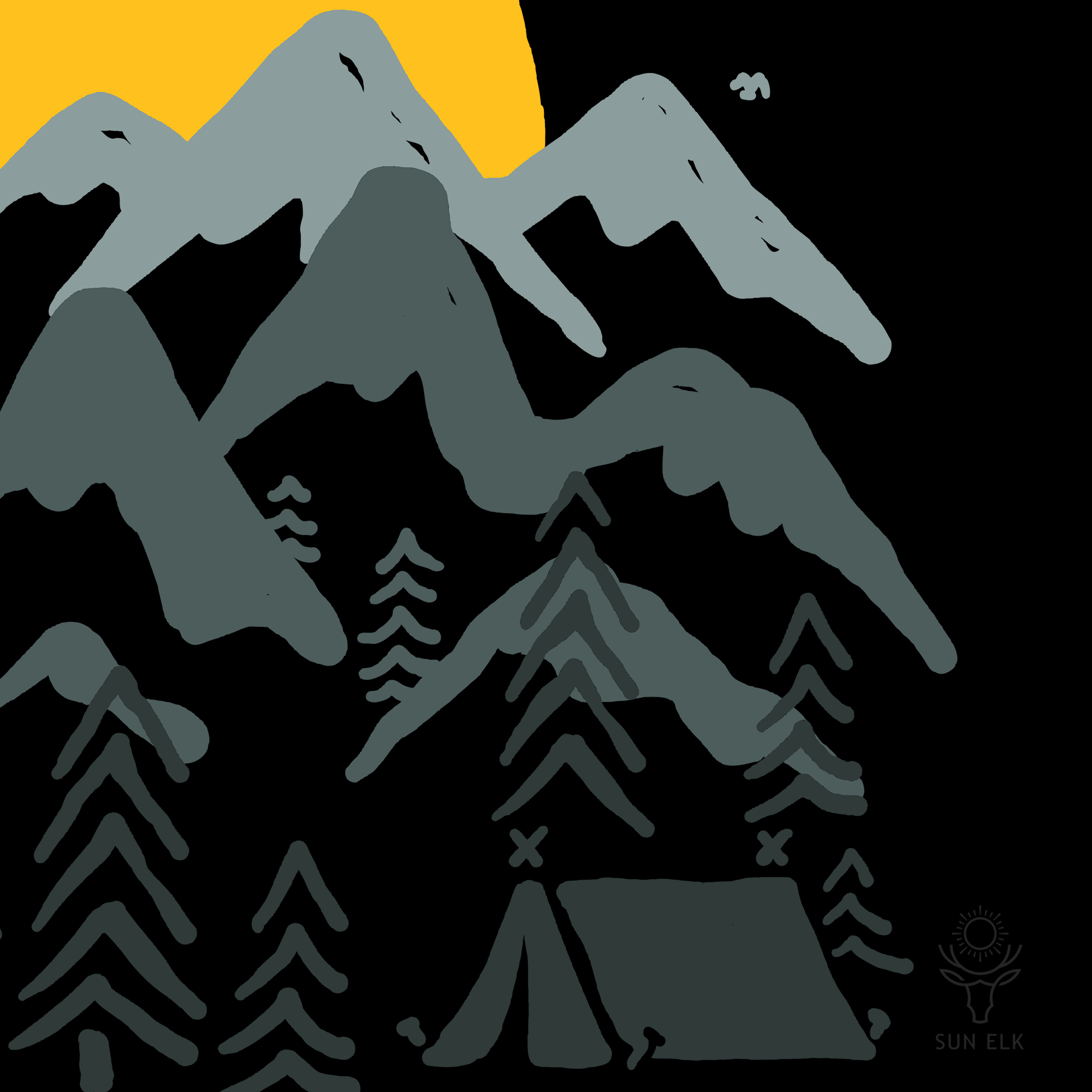 Mountain & Sun Camping Baby Bodysuit