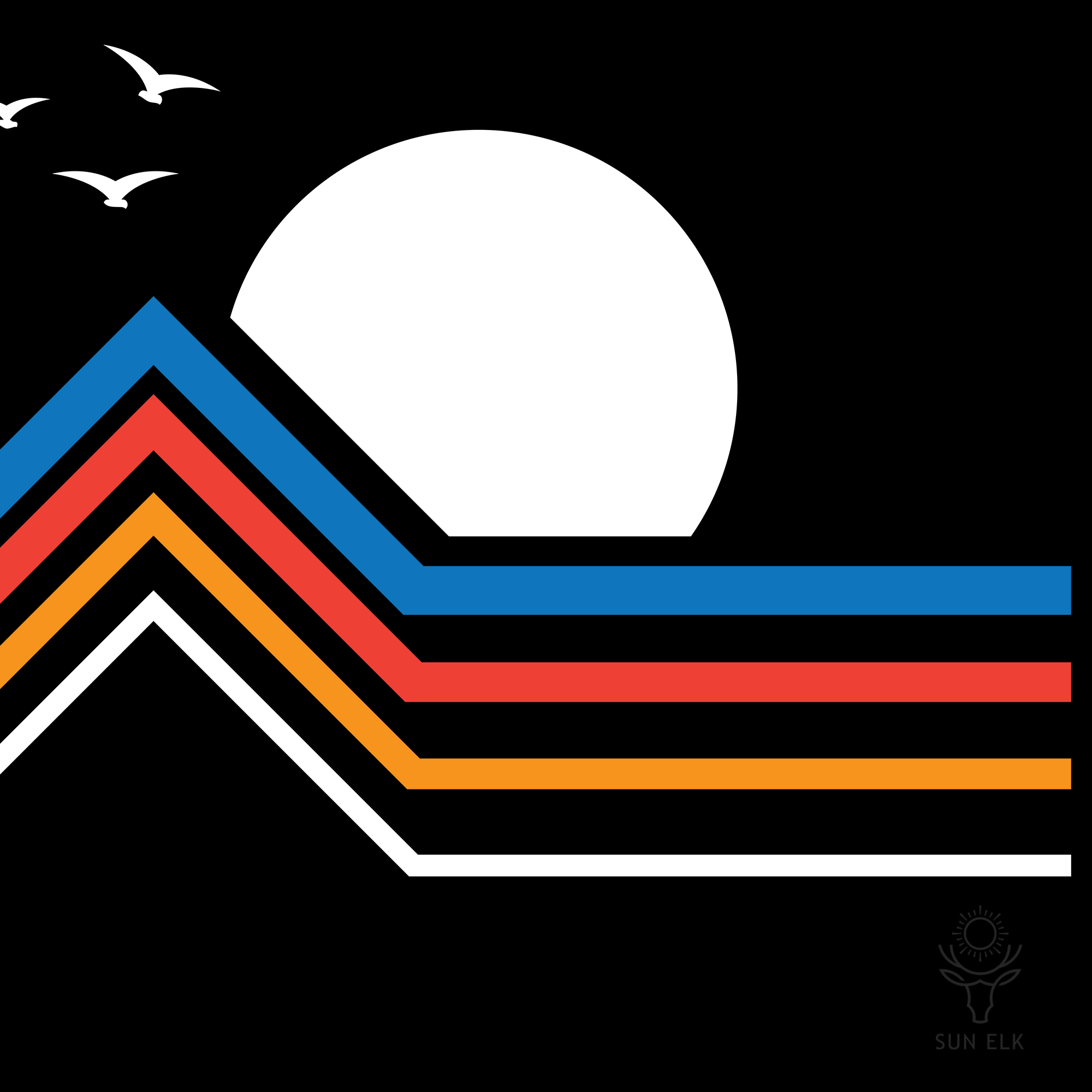 Sun & Birds Retro Mountain Softstyle T-Shirt