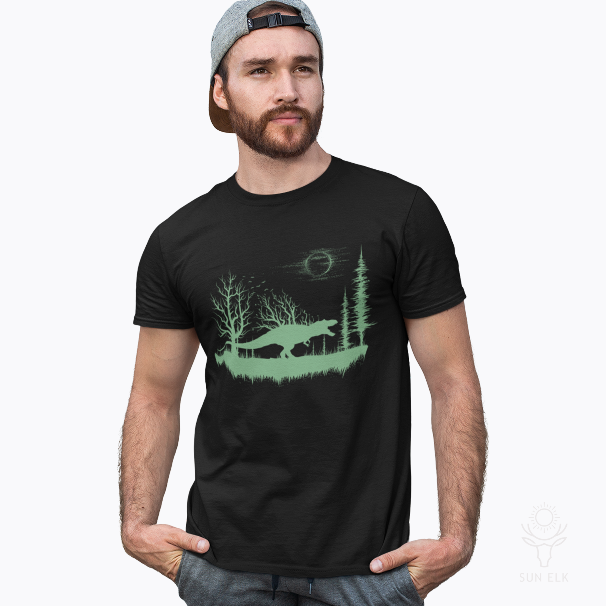 T-Rex Dinosaur & Forest Softstyle T-Shirt