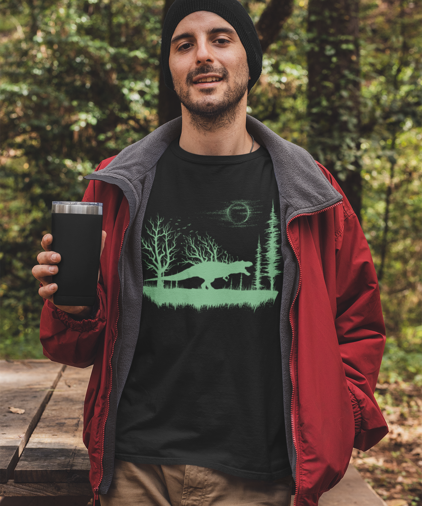 T-Rex Dinosaur & Forest Softstyle T-Shirt