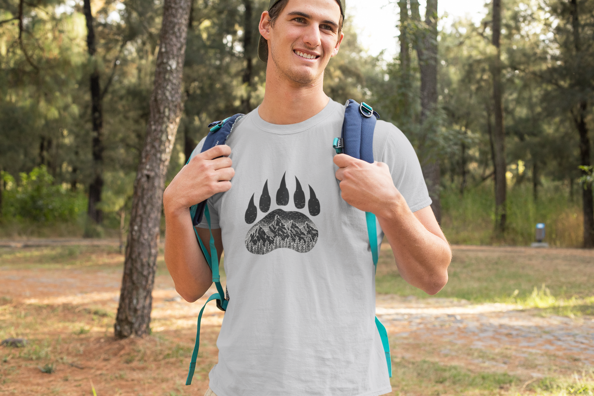 Grizzly Bear Paw & Mountains Softstyle T-Shirt