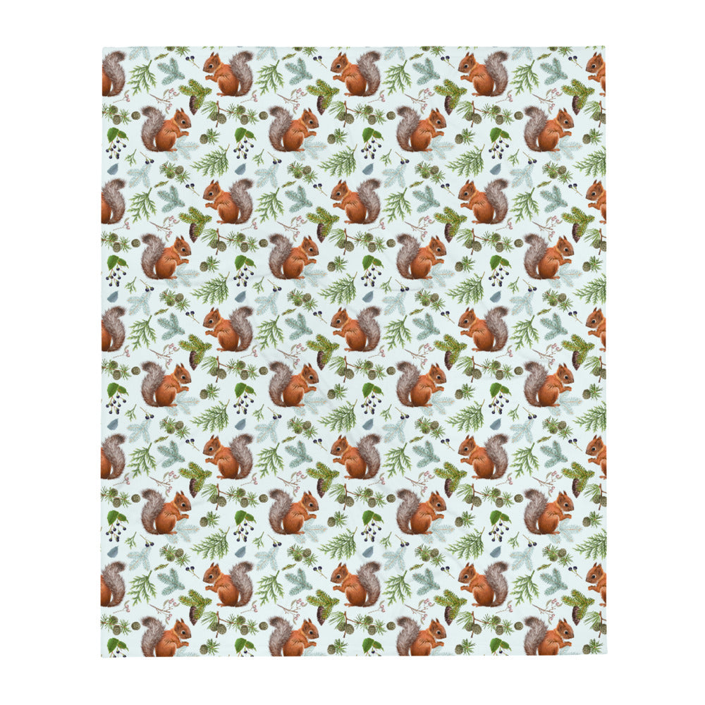 Squirrels & Pine Cones Throw Blanket
