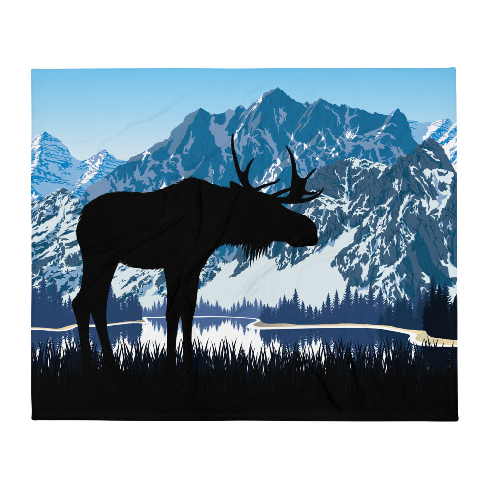 Moose & Mountains Throw Blanket