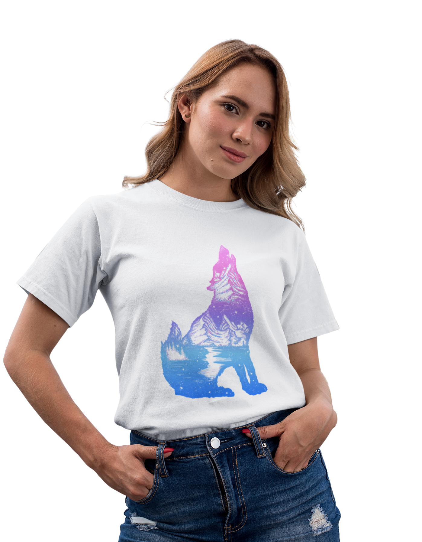 Howling Wolf & Mountains Softstyle T-Shirt