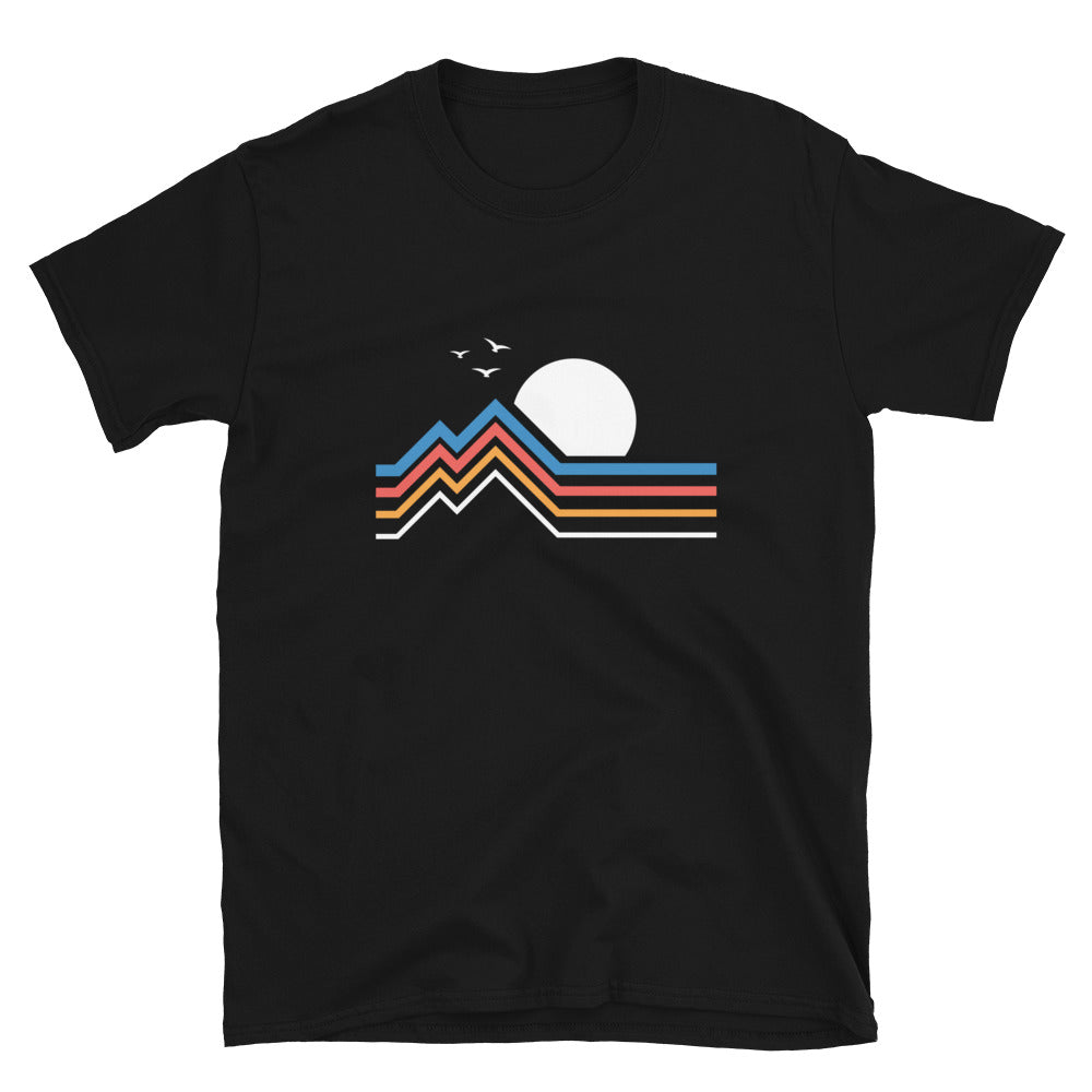 Sun & Birds Retro Mountain Softstyle T-Shirt