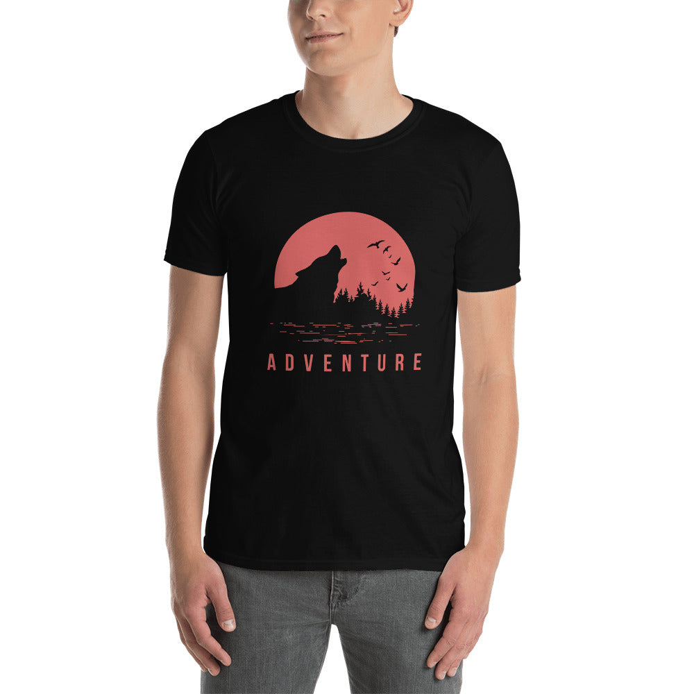 Wolf Adventure Red Sun Softstyle T-Shirt