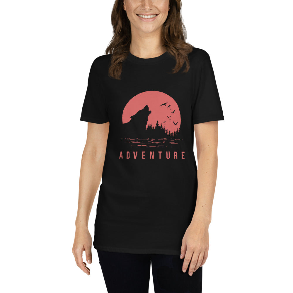 Wolf Adventure Red Sun Softstyle T-Shirt