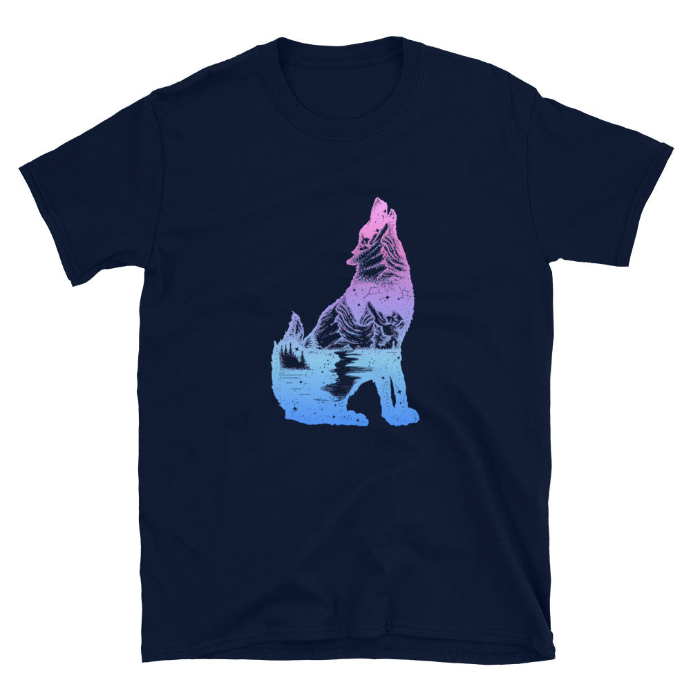 Howling Wolf & Mountains Softstyle T-Shirt