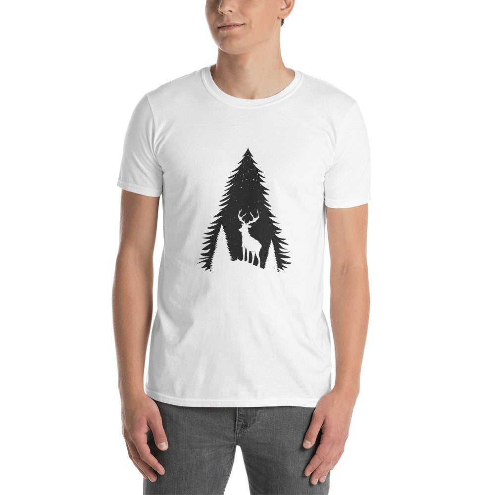 Deer Elk & Pine Trees Softstyle T-Shirt