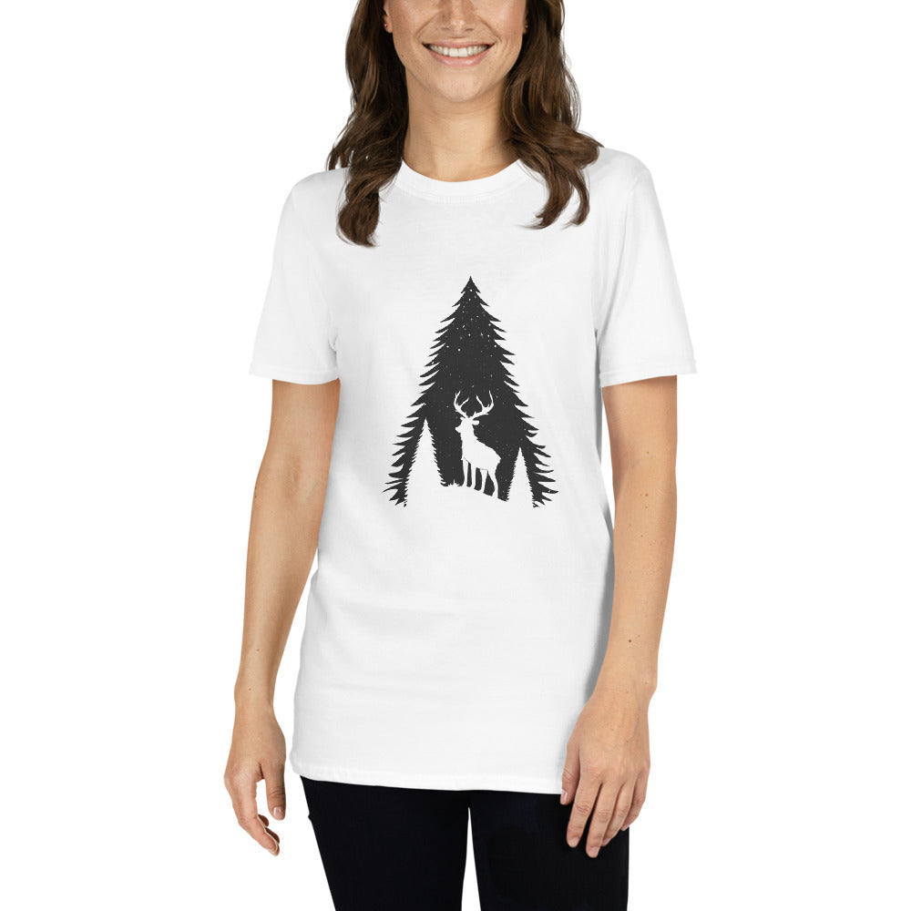 Deer Elk & Pine Trees Softstyle T-Shirt