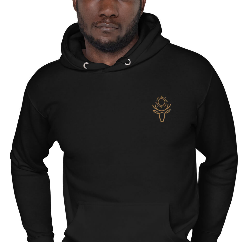 Sun Elk Embroidered Men's Hoodie