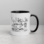 Animal Skulls Sketches Black Mug, 11oz