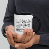 Animal Skulls Sketches Black Mug, 11oz