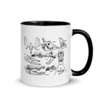 Animal Skulls Sketches Black Mug, 11oz