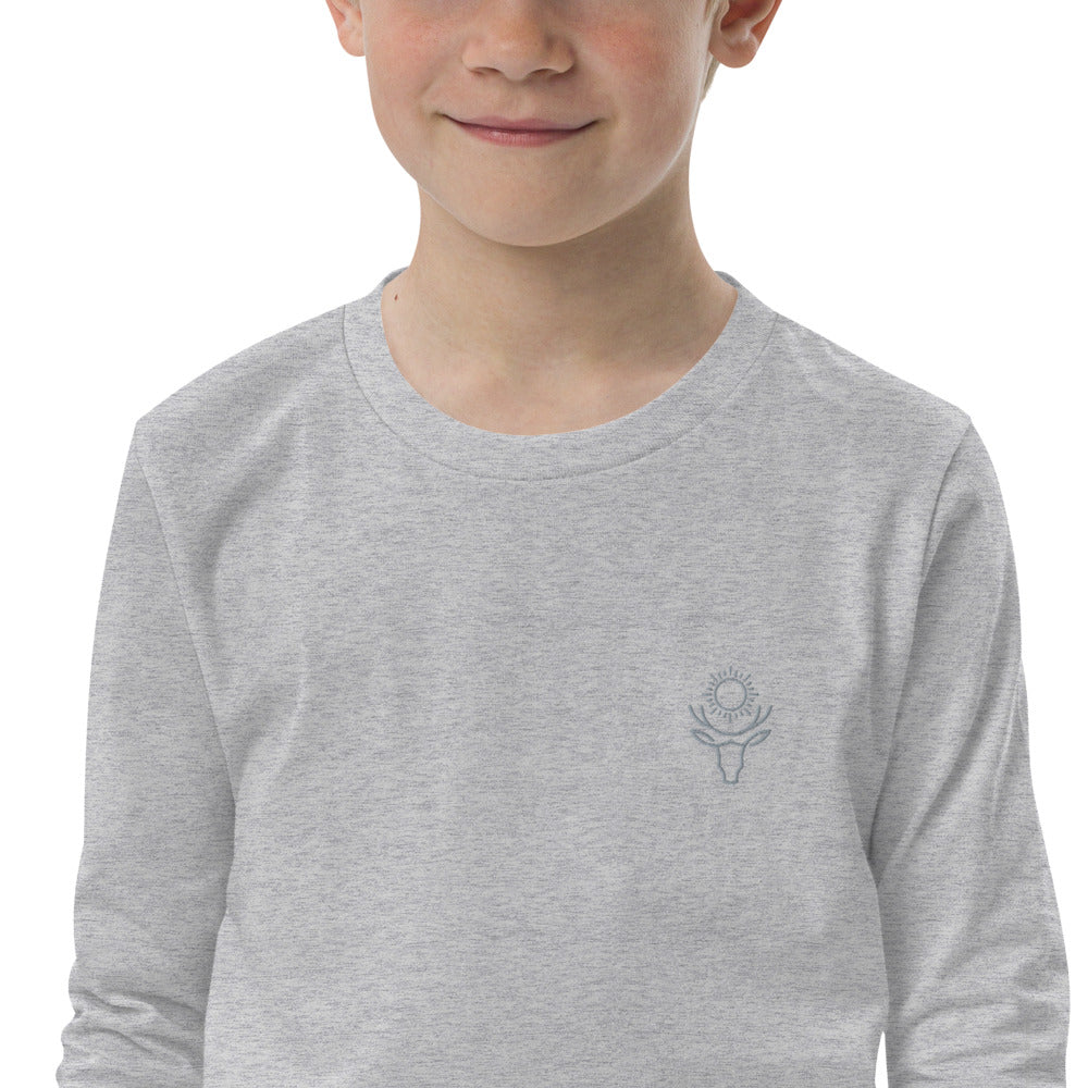 Sun Elk Embroidered Kid's Long Sleeve T-Shirt